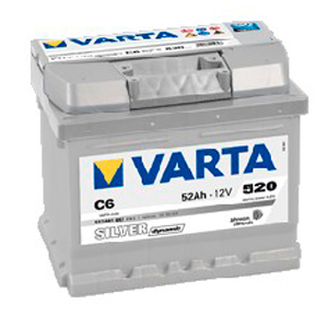 Аккумулятор легковой "VARTA" Silver Dn. C6 (52Ач о/п) низкая 552 401 052 