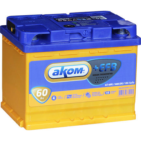 Аккумулятор легковой "АКОМ" AKOM+EFB 60 Ач п/п 