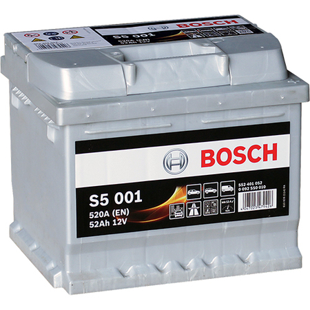 Аккумулятор легковой "BOSCH" S50 010 S5 (52Ач о/п) низкая 552 401 052 