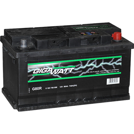 Аккумулятор легковой "GIGAWATT" G80R 80Ач о/п (580 406 074) низкая 